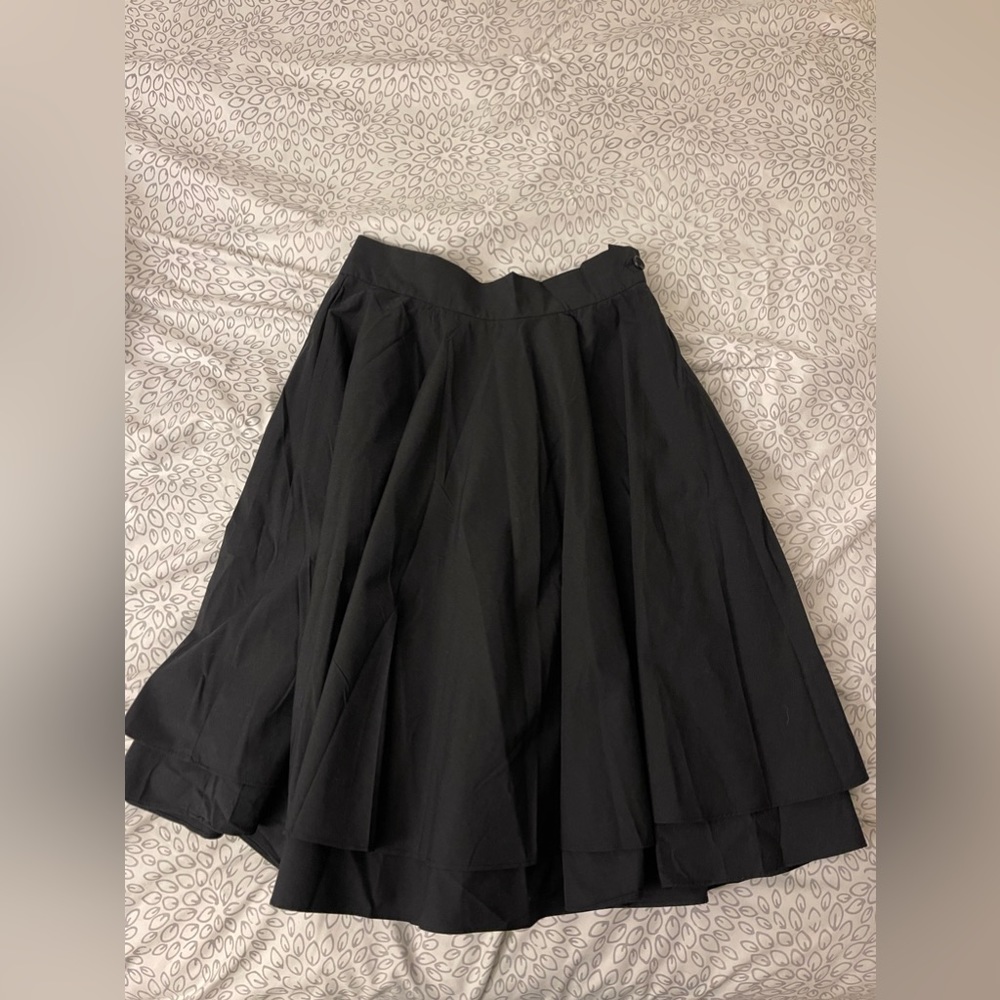 MOON Black tiered A-Line skirt
